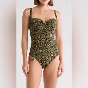 Betsey Johnson Ruched One-Piece Swimsuit Small NWOT